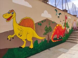 el paseo de los dinosaurios arte mural colegio cruz de piedra jumilla cooperativa de ensenanza 2