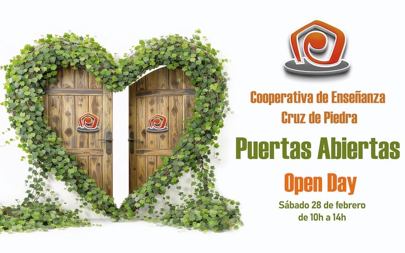 cartel piertas abiertas 2026 2027 cooperativa de ensenanza cruz de piedra